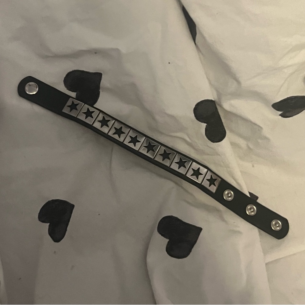 Alternative Black Star Studded Metal Bracelet Cuff